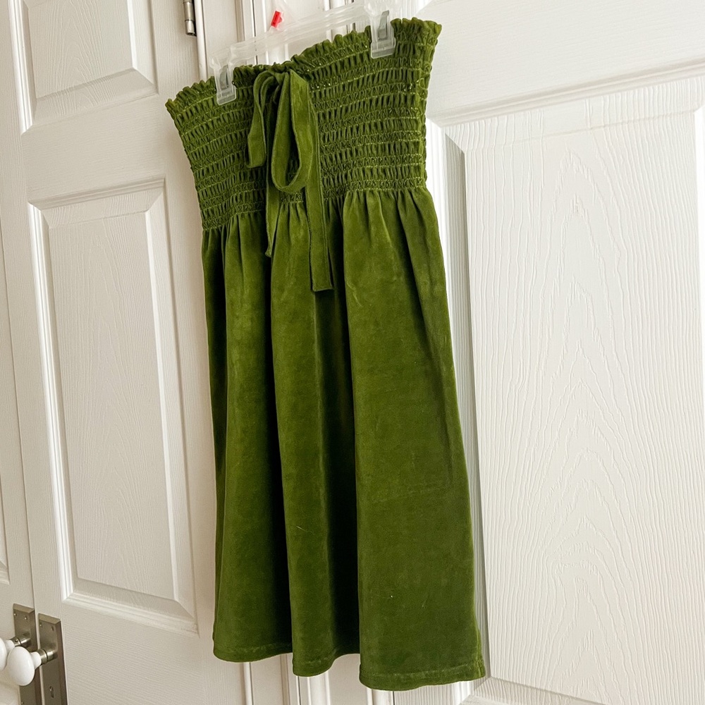 Juicy Couture 🍏 Size Large Women’s Green Terry Cloth Velvet Strapless Dress